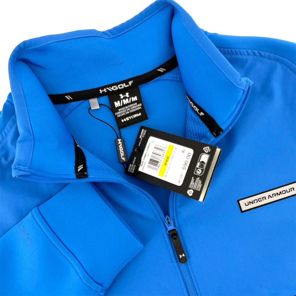 Under Armour Drive Pro Hybrid HZ Golf Pullover Blue Mens Medium 6005666 NEW